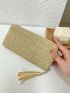 Tassel Decor Long Wallet Straw Vacation
