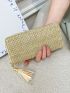 Minimalist Straw Bag Long Wallet Tassel Decor