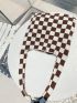 Plaid Pattern Knit Detail Square Bag