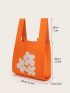 Colorblock Floral Crochet Bag