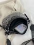 Allover Rhinestone Decor Letter Graphic Saddle Bag With Coin Purse