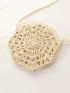 Mini Straw Bag Hollow Out Khaki For Vacation