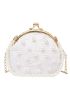 Mini Faux Pearl Decor Kiss Lock Chain Novelty Bag