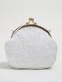 Mini Faux Pearl Decor Kiss Lock Chain Novelty Bag