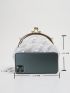 Mini Faux Pearl Decor Kiss Lock Chain Novelty Bag