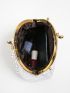 Mini Faux Pearl Decor Kiss Lock Chain Novelty Bag