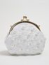 Mini Faux Pearl Decor Kiss Lock Chain Novelty Bag