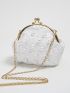 Mini Faux Pearl Decor Kiss Lock Chain Novelty Bag