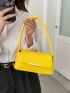 Metal Lock Design Flap Baguette Bag