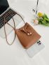 Mini Bead Decor Drawstring Front Bucket Bag