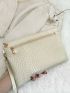 Crocodile Embossed Square Bag With Wristlet