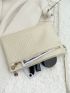 Crocodile Embossed Square Bag With Wristlet