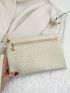 Crocodile Embossed Square Bag With Wristlet