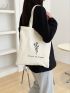 Flower & Letter Graphic Shopper Bag