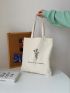 Flower & Letter Graphic Shopper Bag