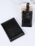 Crocodile Embossed Passport Case With Luggage Tag
