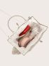 Sequin & Bead Decor Kiss Lock Chain Evening Bag
