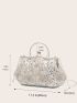 Sequin & Bead Decor Kiss Lock Chain Evening Bag