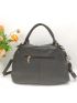 2pcs Litchi Embossed Top Handle Bag Set