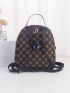 Mini Geometric Print Zip Front Classic Backpack