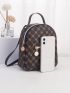 Mini Geometric Print Zip Front Classic Backpack