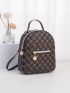 Mini Geometric Print Zip Front Classic Backpack