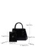 Mini Snakeskin Embossed Double Handle Square Bag With Coin Purse