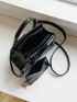 Mini Snakeskin Embossed Double Handle Square Bag With Coin Purse
