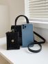 Mini Snakeskin Embossed Double Handle Square Bag With Coin Purse