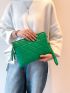 Quilted Embossed Tassel Decor Clutch Bag