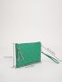 Quilted Embossed Tassel Decor Clutch Bag