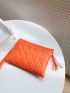 Quilted Embossed Tassel Decor Clutch Bag