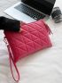 Quilted Embossed Tassel Decor Clutch Bag