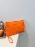 Quilted Embossed Tassel Decor Clutch Bag