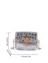 Mini Metallic Crocodile Embossed Heart Decor Square Bag