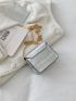Mini Metallic Crocodile Embossed Heart Decor Square Bag