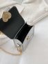 Mini Metallic Crocodile Embossed Heart Decor Square Bag
