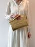 Metallic Crocodile Embossed Clutch Bag