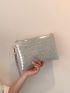 Metallic Crocodile Embossed Square Bag