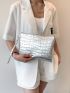 Metallic Crocodile Embossed Square Bag