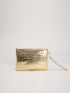 Metallic Crocodile Embossed Clutch Bag
