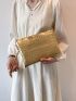 Metallic Crocodile Embossed Clutch Bag