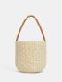 Mini Graphic Straw Bucket Bag