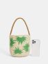 Mini Graphic Straw Bucket Bag