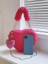 Heart Shaped Fluffy Novelty Bag With Bag Charm