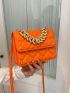 Mini Heart Quilted Chain Flap Square Bag