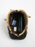 Mini Faux Pearl Decor Kiss Lock Chain Novelty Bag