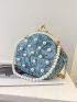 Mini Faux Pearl Decor Kiss Lock Chain Novelty Bag