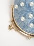 Mini Faux Pearl Decor Kiss Lock Chain Novelty Bag