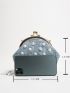 Mini Faux Pearl Decor Kiss Lock Chain Novelty Bag